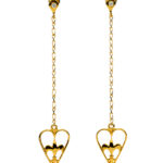 Heart Long Earrings Gold-Plated